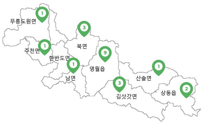 영월 지역 지도 2024